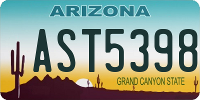 AZ license plate AST5398