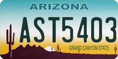 AZ license plate AST5403