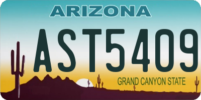 AZ license plate AST5409