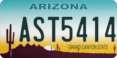AZ license plate AST5414