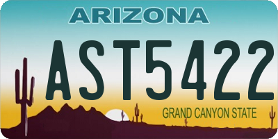 AZ license plate AST5422