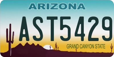 AZ license plate AST5429