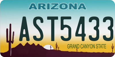 AZ license plate AST5433
