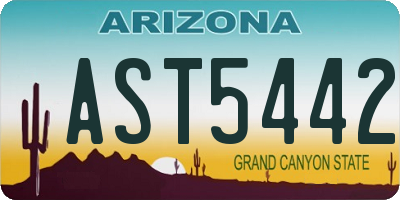 AZ license plate AST5442