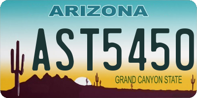 AZ license plate AST5450