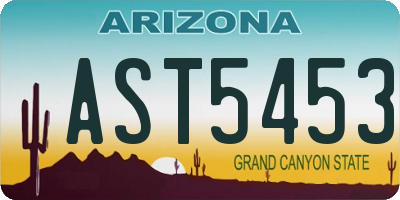 AZ license plate AST5453