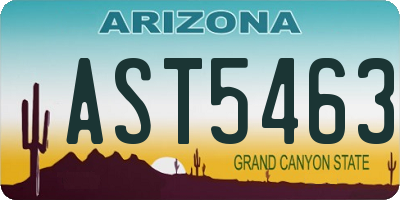 AZ license plate AST5463