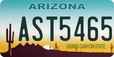 AZ license plate AST5465