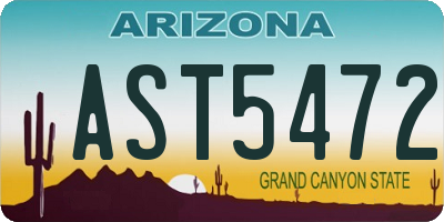 AZ license plate AST5472