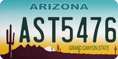 AZ license plate AST5476