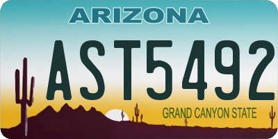 AZ license plate AST5492