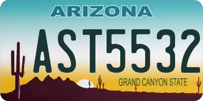 AZ license plate AST5532