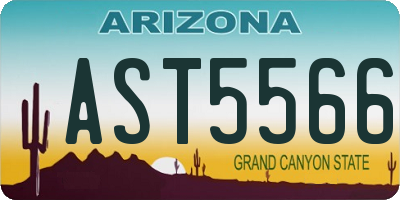 AZ license plate AST5566