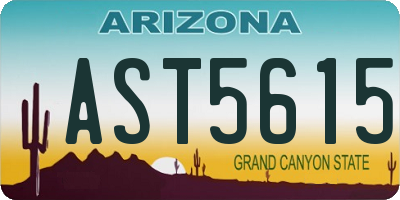 AZ license plate AST5615