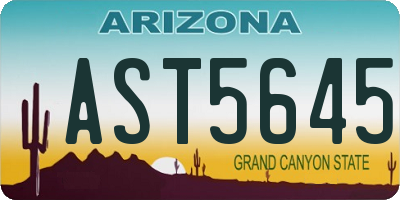 AZ license plate AST5645