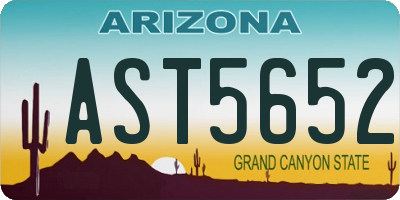 AZ license plate AST5652