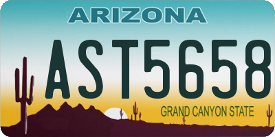 AZ license plate AST5658