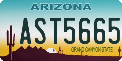 AZ license plate AST5665