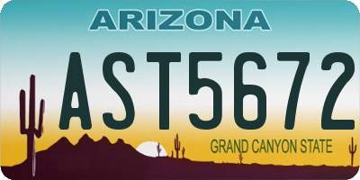 AZ license plate AST5672