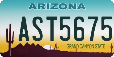 AZ license plate AST5675
