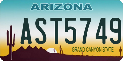 AZ license plate AST5749
