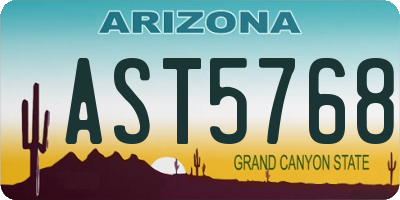 AZ license plate AST5768