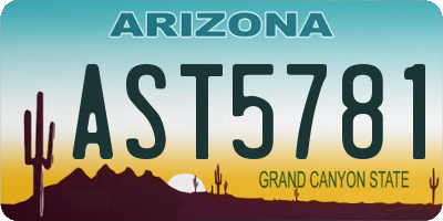 AZ license plate AST5781