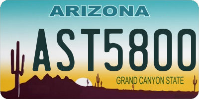 AZ license plate AST5800