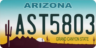 AZ license plate AST5803