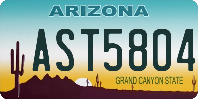 AZ license plate AST5804