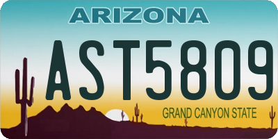 AZ license plate AST5809