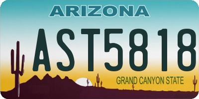 AZ license plate AST5818