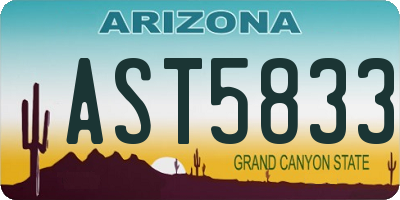 AZ license plate AST5833