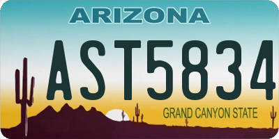 AZ license plate AST5834