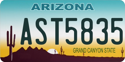 AZ license plate AST5835