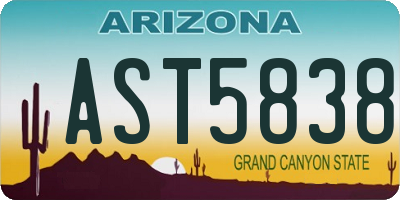 AZ license plate AST5838