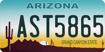 AZ license plate AST5865