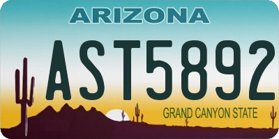 AZ license plate AST5892