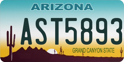 AZ license plate AST5893