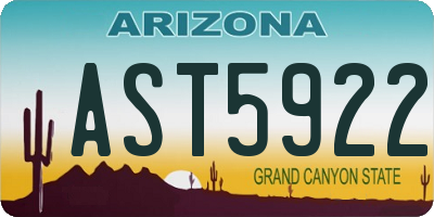 AZ license plate AST5922