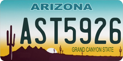 AZ license plate AST5926