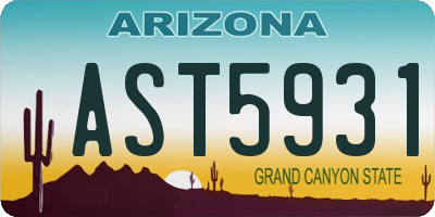 AZ license plate AST5931