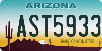 AZ license plate AST5933