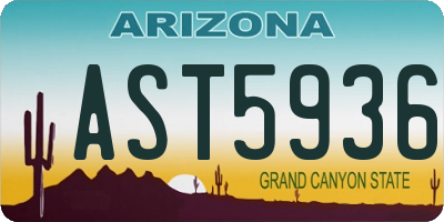 AZ license plate AST5936
