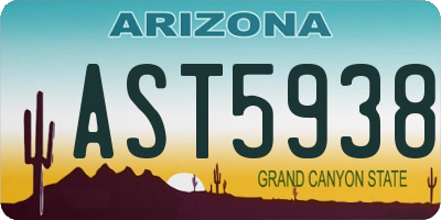 AZ license plate AST5938