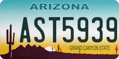 AZ license plate AST5939