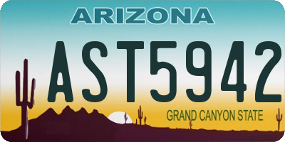 AZ license plate AST5942