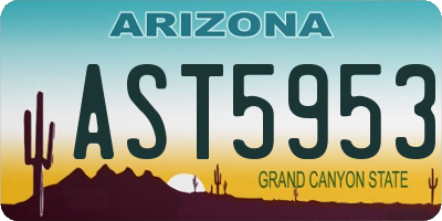 AZ license plate AST5953