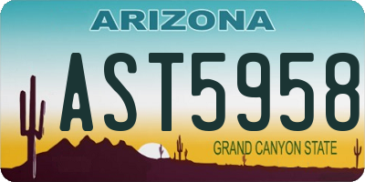 AZ license plate AST5958