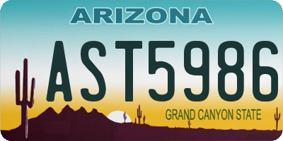 AZ license plate AST5986